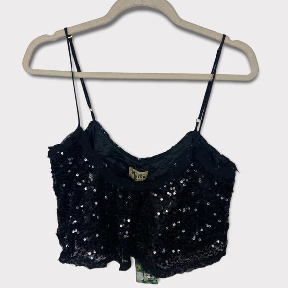 NWT Show Me Your Mumu Black Sequin Crop Top New With Tags Size Medium Boho Bling - Picture 2 of 9